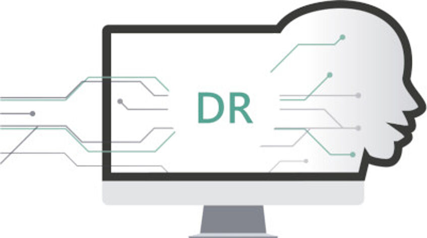 DIGIRES Logo, ein Computerbildschirm mit den Buchstaben 