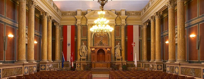 Blick in den Großen Festsaal der Universität Wien