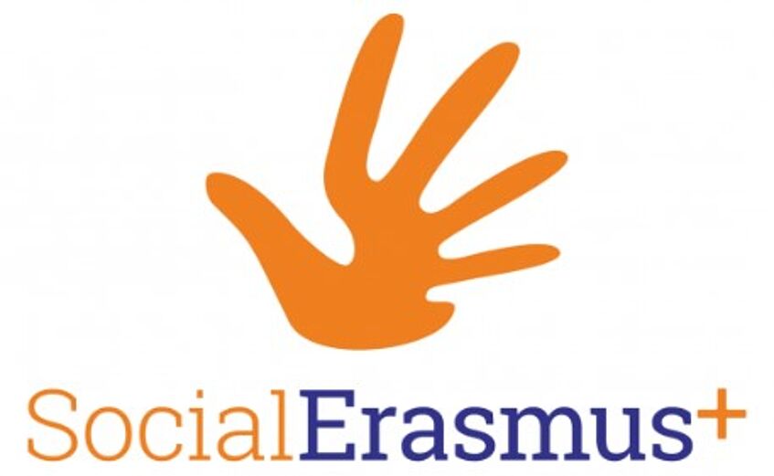 SocialErasmus logo with abstract orange palm