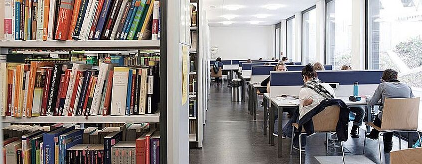 Students study in a library