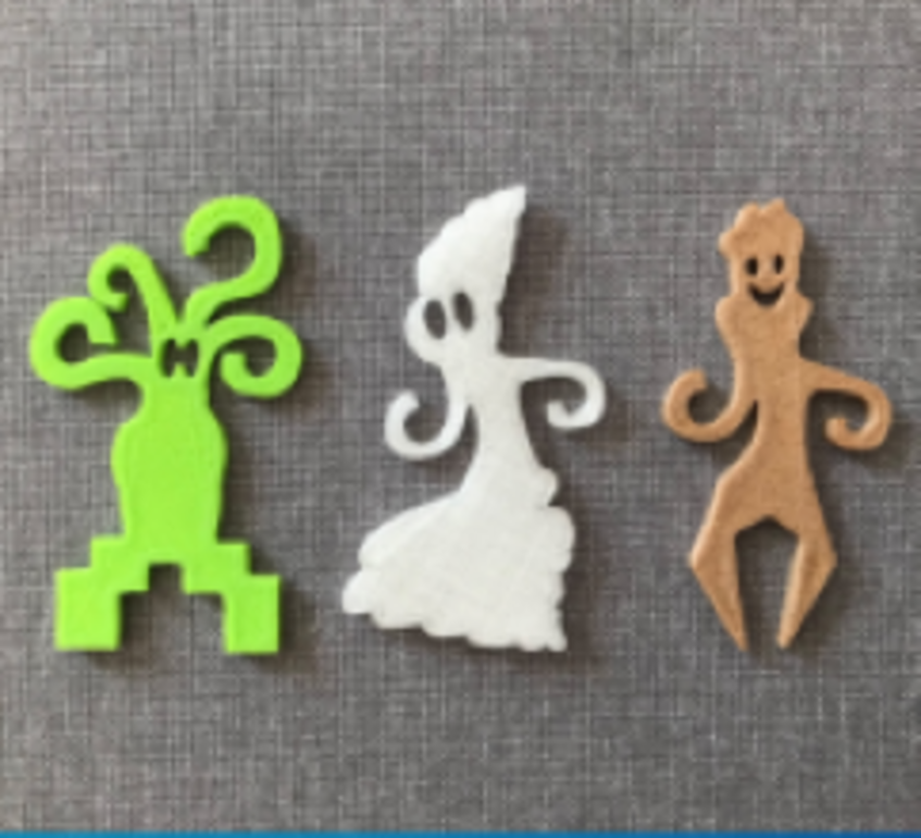 Drei Figuren aus dem 3D-Drucker